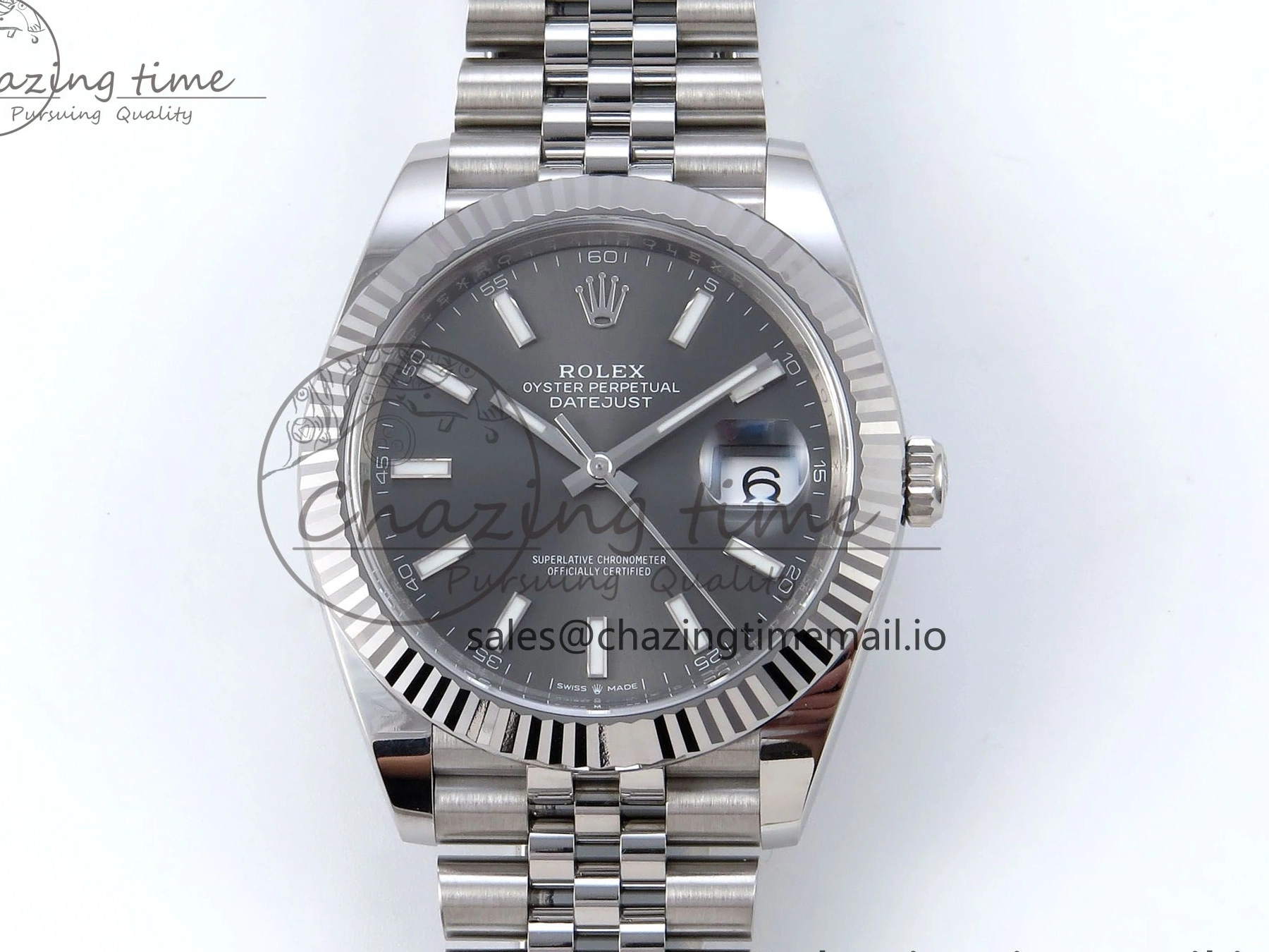 MiroTime 0320 DateJust 126334 41mm Clean 1:1 Best Edition 904L Steel Gray Stick Dial on Jubilee Bracelet VR TravelReady 895